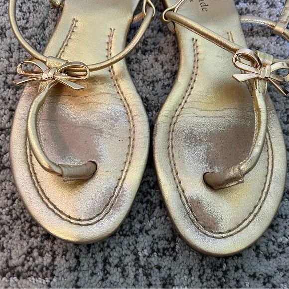 Kate Spade Gold Bow Strappy Sandals Size 7.5 - Picture 5 of 10